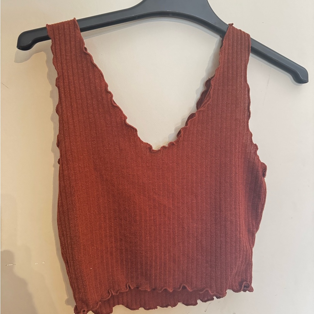 Rust Ribbed Tank Top - Picture 2 of 2